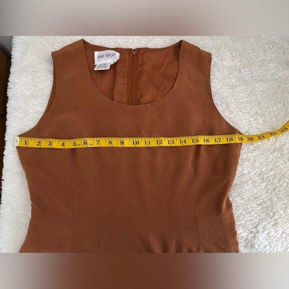 Elegant Tan Sleeveless Dress Silk Dress Size 12 - Picture 3 of 4